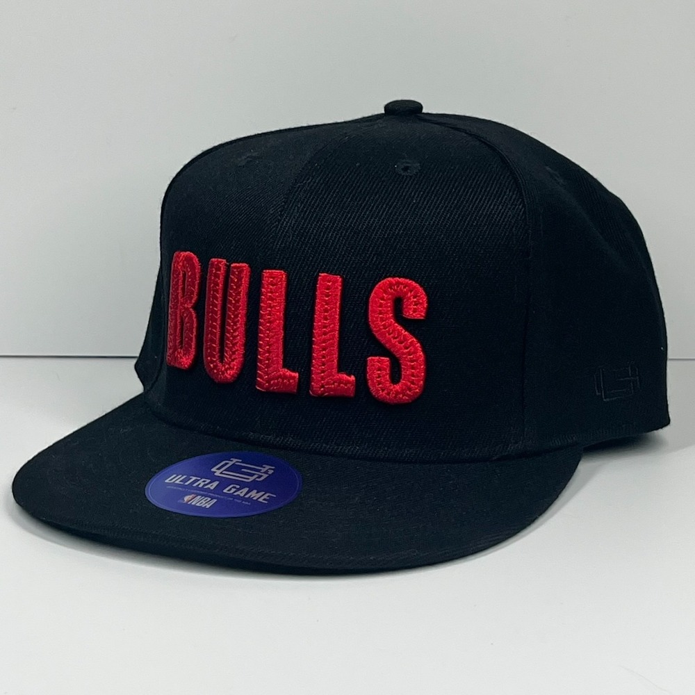 Chicago Bulls NBA‎ Ultra Game Bricked Black Snapback Flat Bill Hat Cap OSFM